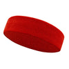A bright red, oval-shaped moisture-wicking athletic headband.