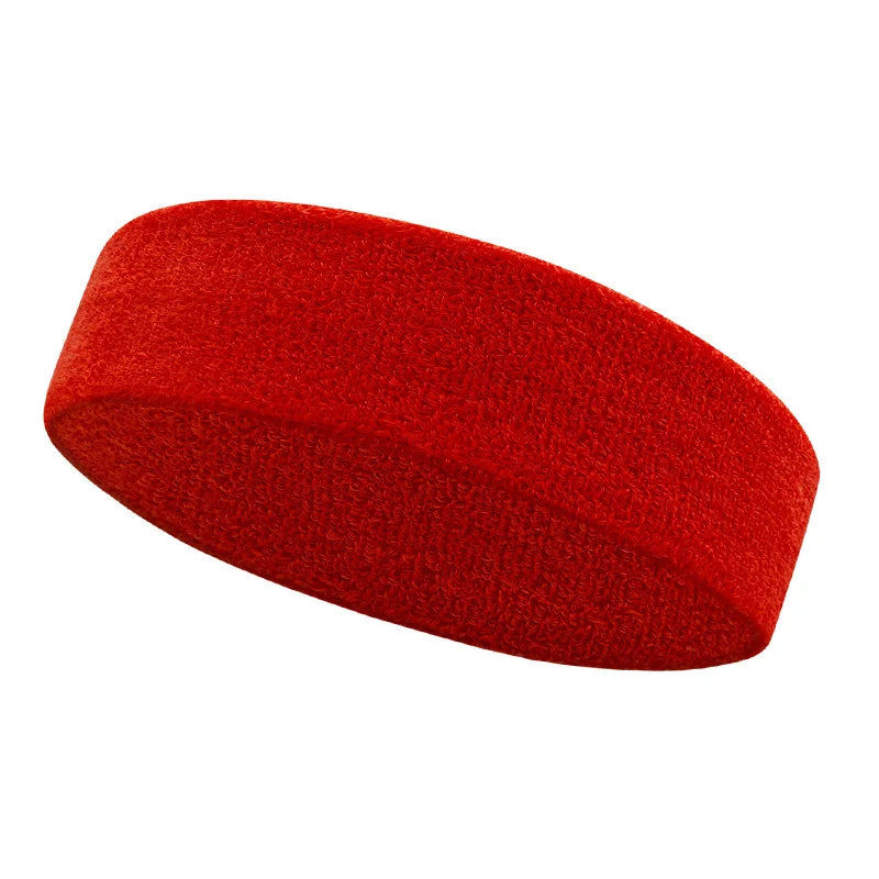 A bright red, oval-shaped moisture-wicking athletic headband.