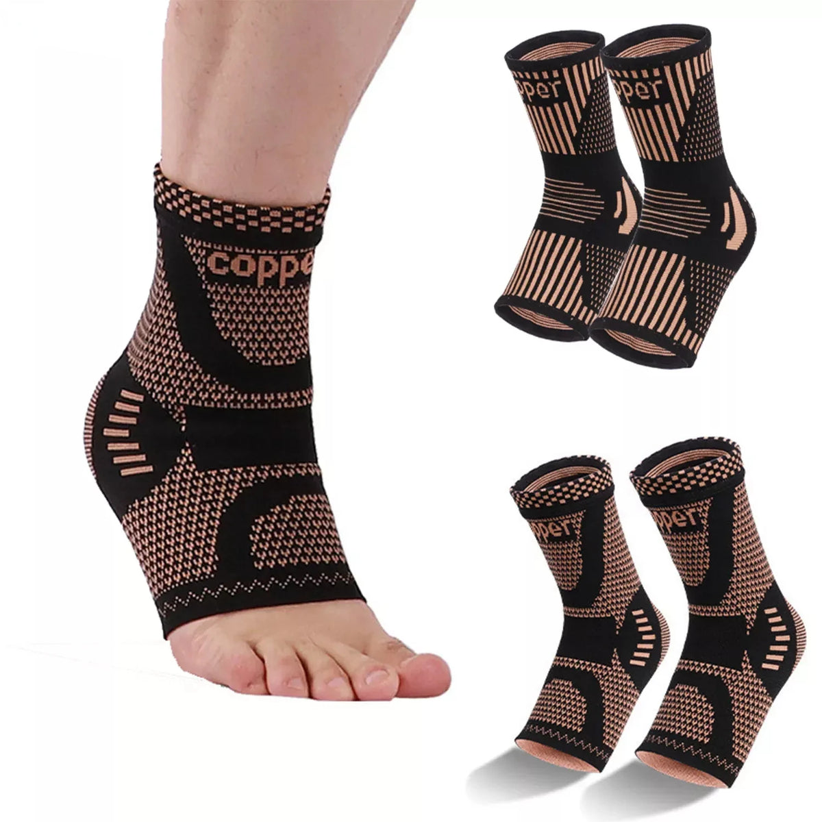 Copper-Infused Compression Ankle Support for Sports & Daily Wear