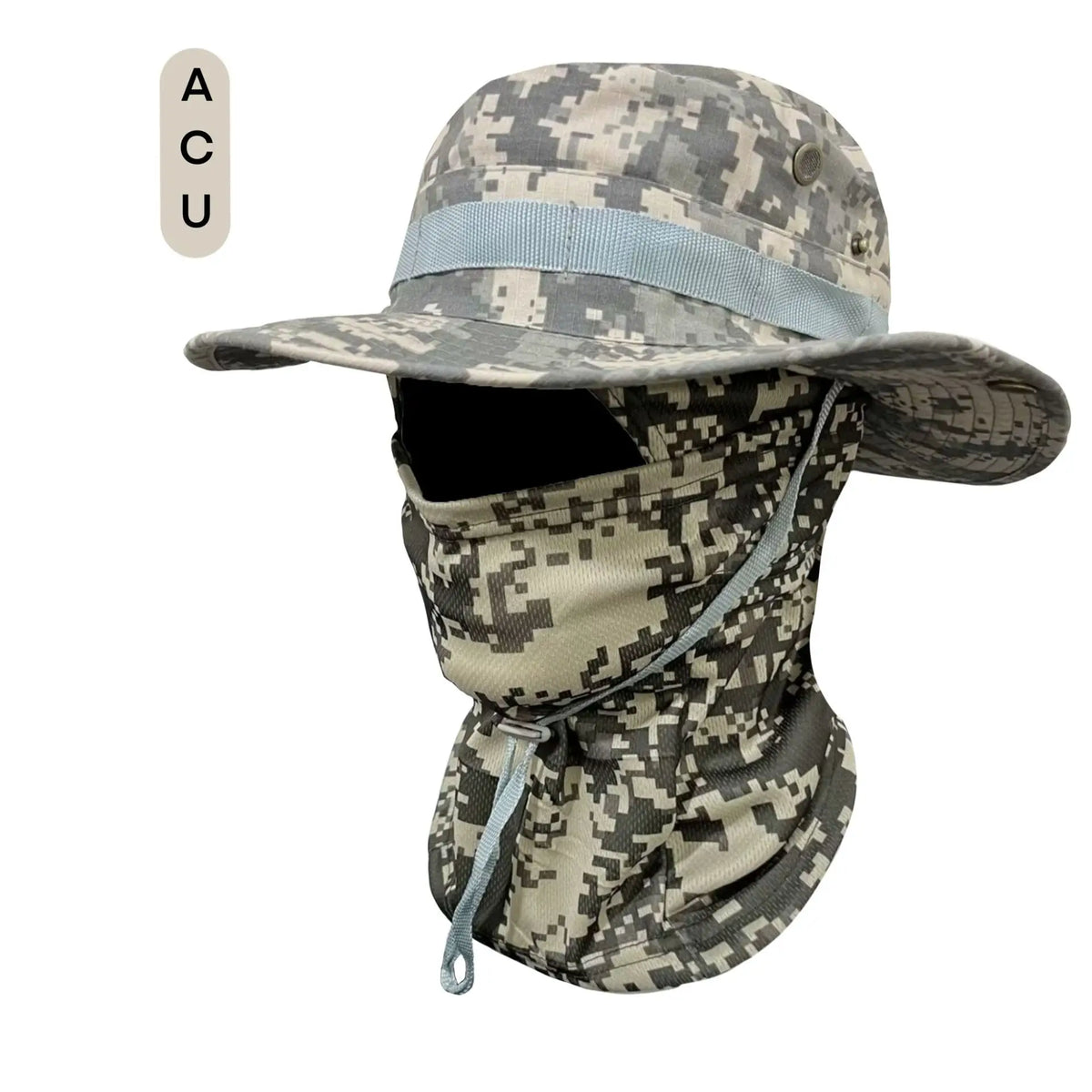 Camouflage Boonie Hat with Attached Face Mask