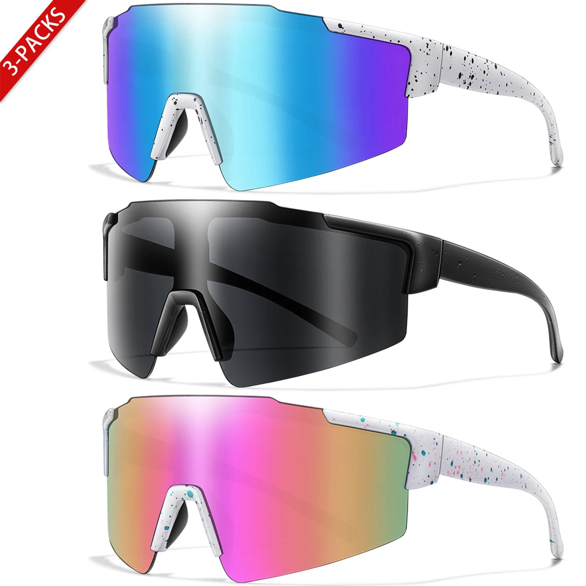 UV400 Polarized Sports Sunglasses (3-Pack)