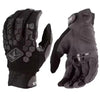 Une paire de gants tactiques noir pour motocross et VTT à écran tactile, sur fond blanc.
