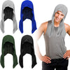 A man models a gray cooling sports headscarf for sun protection, showing the fabric and fit.