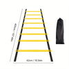 Black agility ladder with yellow rungs shown against a white background.