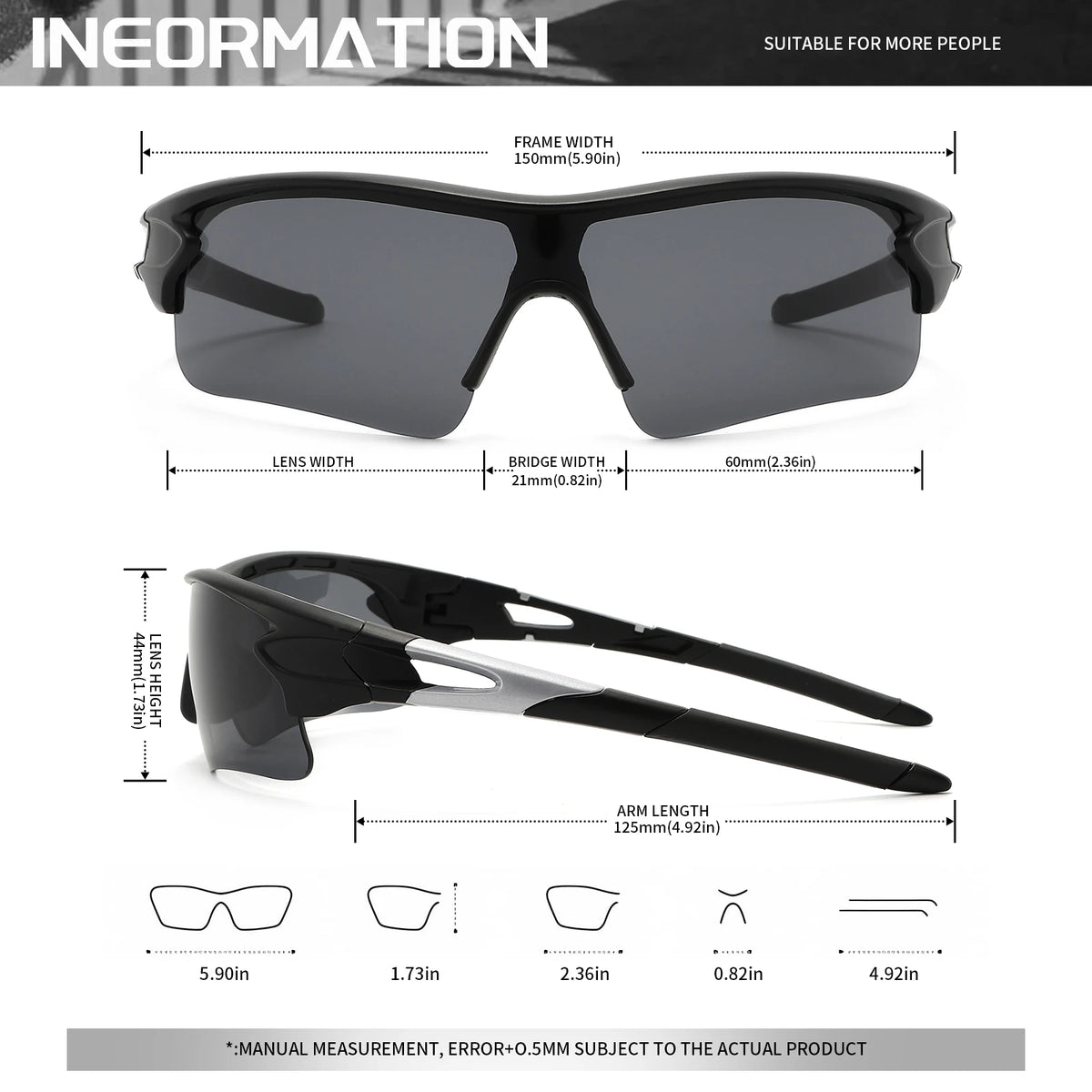UV400 Protective Sports Sunglasses – Lightweight Wrap-Around for Cycling, Running & Outdoor Adventures