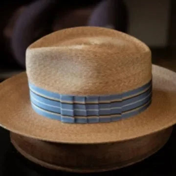 Woven Straw Fedora Hat with Striped Band for Men and Women