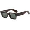 Brown classic square sunglasses with a riveted detail