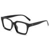 Black square anti-blue light eyewear with thin metal arms