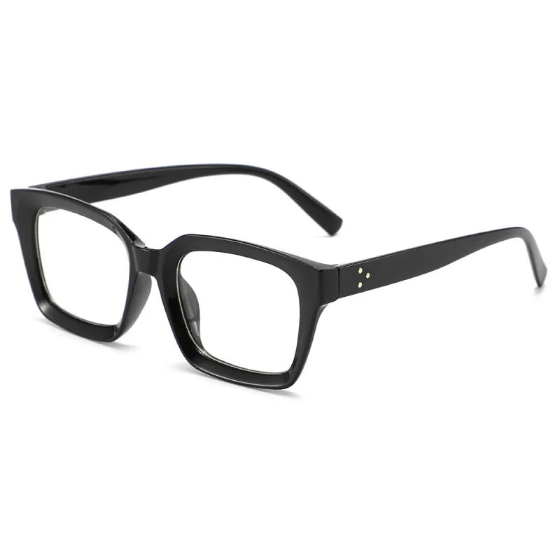 Black square anti-blue light eyewear with thin metal arms