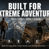 A montage of extreme adventure sports including running, hiking, biking, and climbing against a mountainous backdrop.
