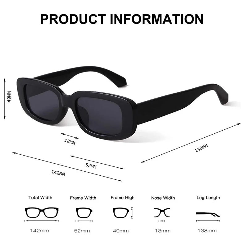 Retro Rectangle Sunglasses with UV400 Protection