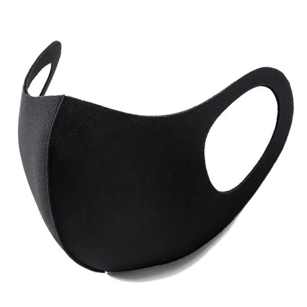 Black UV protection face mask with elastic ear loops