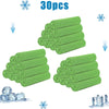 A set of 30 green cooling microfiber towels for sports and wellness, shown in various arrangements.