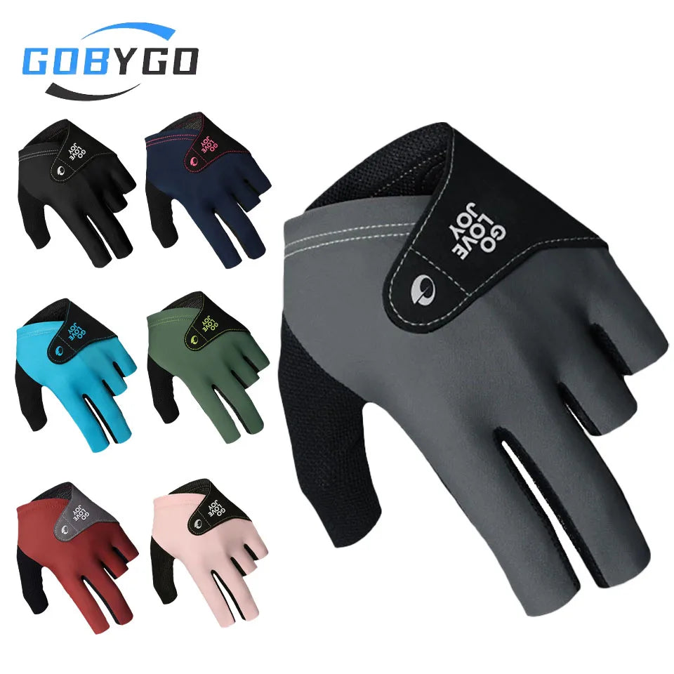 A collection of various colored and style 3-finger snooker pool gloves shown from different angles.