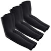 A set of black ice silk UV protection arm sleeves displayed in a row.