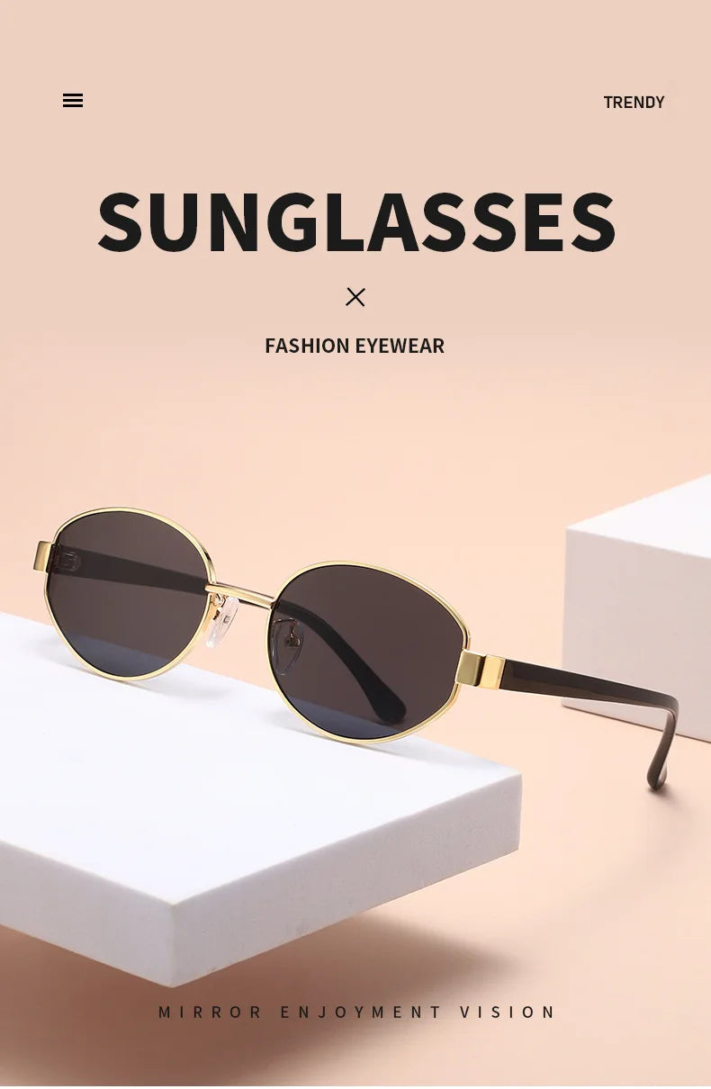 Retro Oval Metal Sunglasses with UV400 Protection
