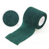 A roll of dark green self-adhesive elastic bandage tape with a circular view of the textured material.