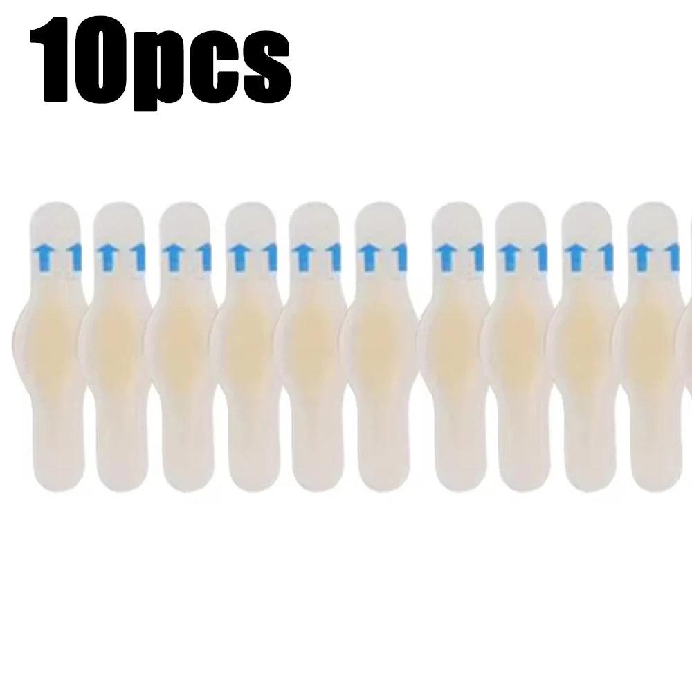 Ten individual clear silicone blister patches for foot protection