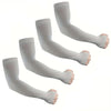 A set of light gray summer ice silk sun protection arm sleeves displayed individually.