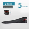 Semelle de chaussure noire à deux niveaux avec une augmentation de hauteur de 5 cm.