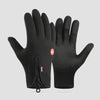 A pair of black All-Weather Touchscreen Gloves for cycling and hiking