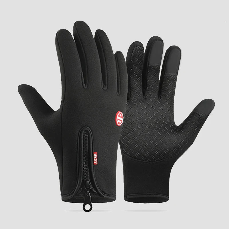 A pair of black All-Weather Touchscreen Gloves for cycling and hiking