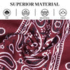 Close-up of a deep maroon boho printed wide knitted headband fabric showing soft, breathable, absorbent, and elastic texture.