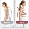 Before and after images showing a posture corrector back brace for spine and shoulder support