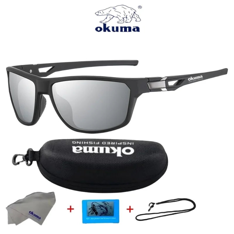 Okuma polarized sports sunglasses with UV protection and a carrying case and cleaning cloth