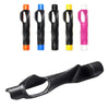 A set of portable golf swing grip trainers in black, blue, orange, and pink colors.