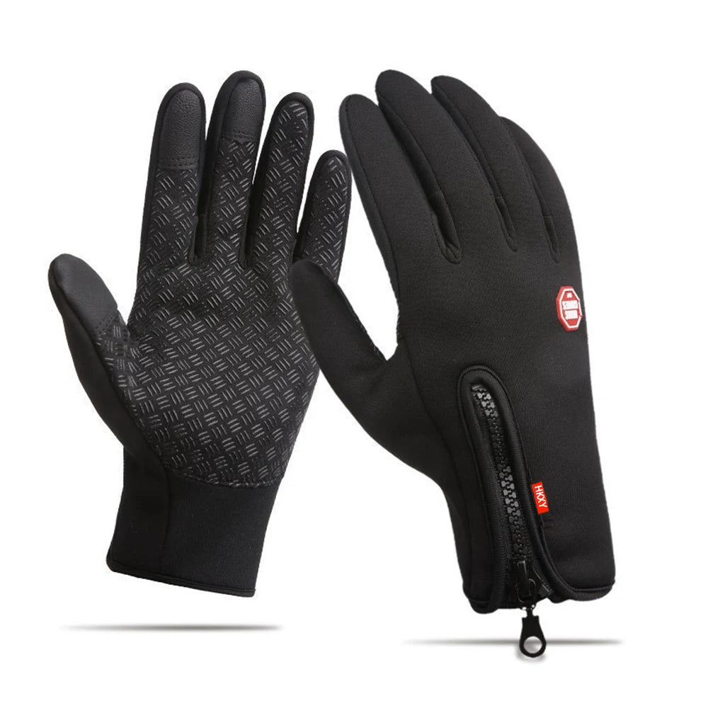 Touchscreen Warm Winter Gloves with Zipper Closure