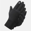 Guantes de invierno impermeables y aislantes negros, mostrados contra un fondo gris claro.