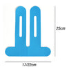 Light blue kinesiology therapy tape shaped like a pair of upright ears for knee support