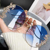 Women's Rhinestone Oversized Round Sunglasses with UV400 Protection