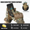 Tactical PU leather cycling gloves with a 5 finger touch screen and built-in layer features