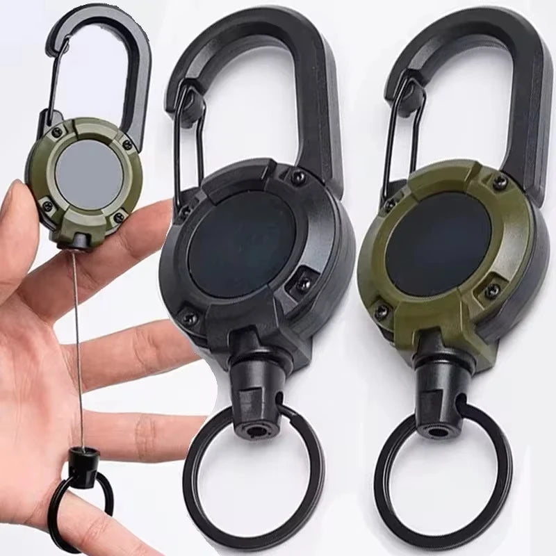 Retractable Heavy-Duty Keychain Reel with Carabiner Clip