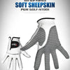 A pair of soft sheepskin anti-slip golf gloves shown against a white background.