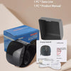 A packing list for a digital wrist blood pressure monitor, including the device, box, data line, and manual.