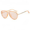 A pair of rose gold tinted aviator sunglasses with a double bridge and UV400 protection.