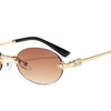 Rimless oval gradient sunglasses with gold and black accents