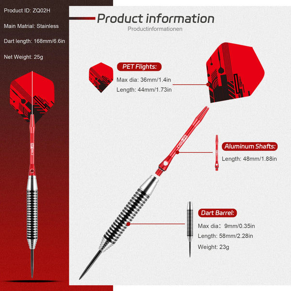 Professional Steel Tip Darts Set with Aluminum Shafts and Storage Box