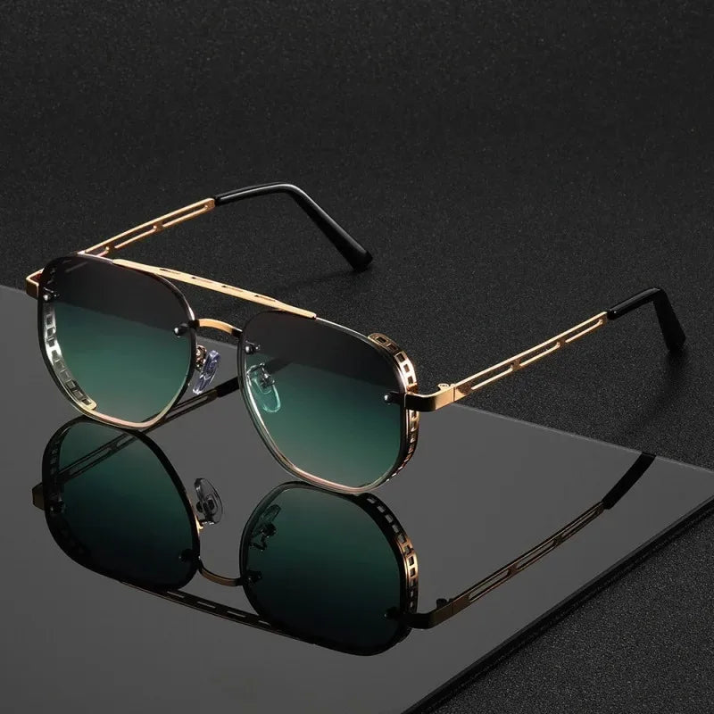 Classic Double-Beam Metal Sunglasses with UV400 Protection