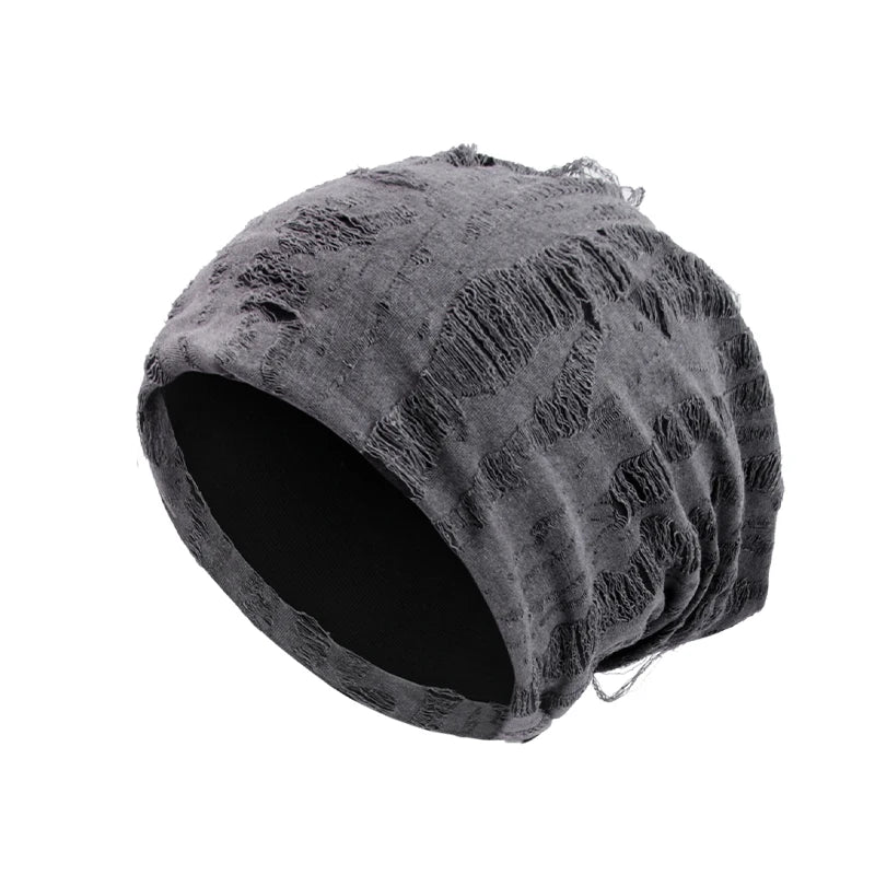 Retro Ripped Slouchy Beanie – Vintage Hip-Hop Skull Cap