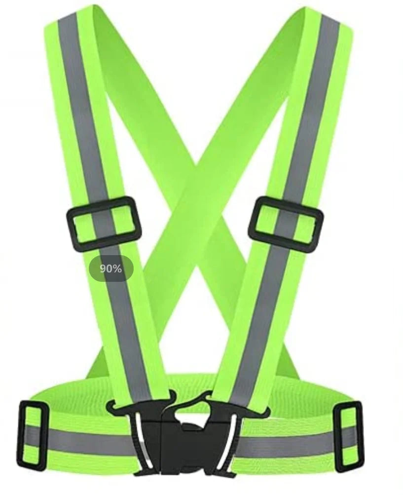 Adjustable High-Visibility Reflective Safety Vest with Wrist Straps