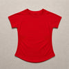 A bright red seamless high-waist yoga top for women.