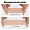 Demonstration of stretching muscles with precut kinesiology tape before and after stretching.