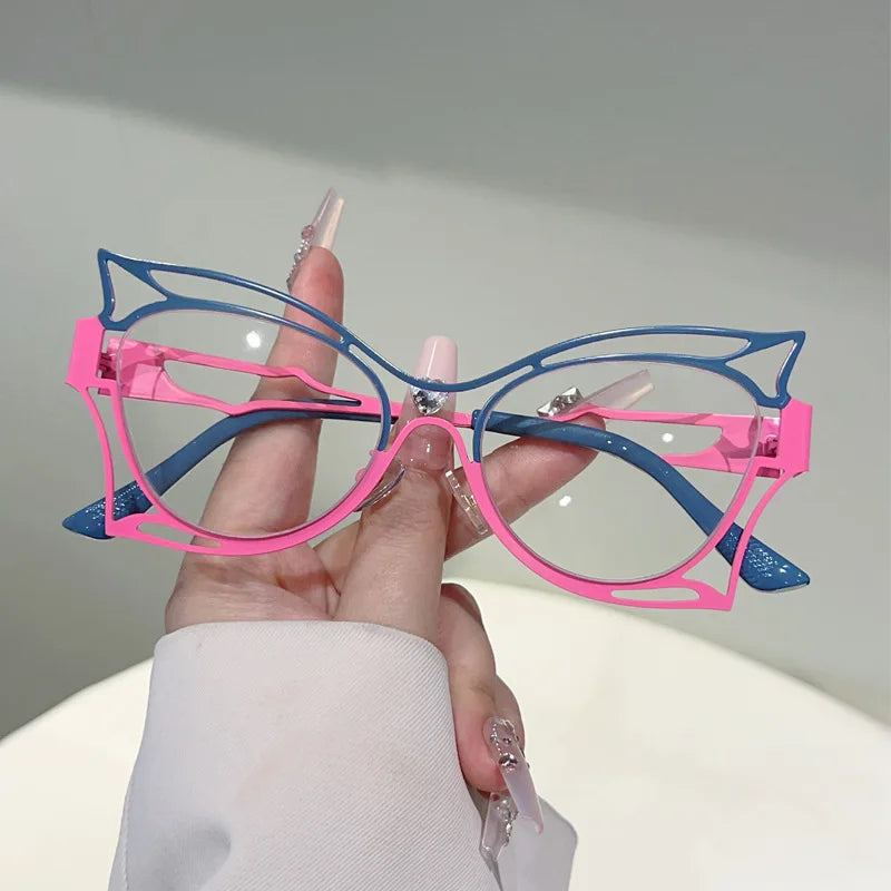 Vintage Oversized Cat Eye Blue Light Glasses for Women