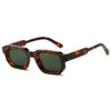 Brown tortoiseshell sunglasses with dark green lenses and black frames