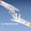 Guantes de ciclismo blancos con protección UV, vista en primer plano