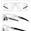 White black transparent sports sunglasses shown from multiple angles